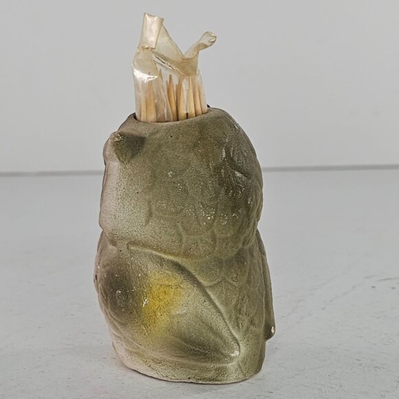 Vintage Owl Toothpick Holder Miniature Ceramic Figurine - Picture 5 of 9